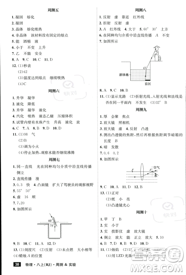 安徽師范大學(xué)出版社2023年秋課時A計劃八年級物理上冊人教版安徽專版答案