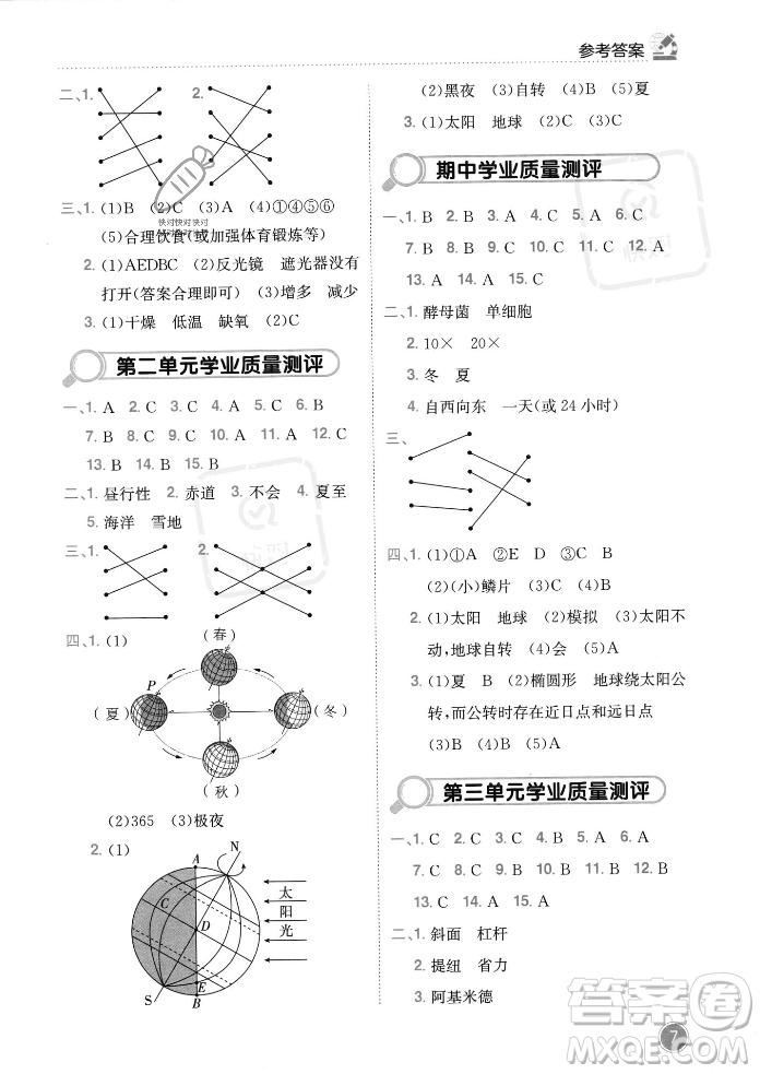 龍門書局2023年秋黃岡小狀元作業(yè)本六年級(jí)科學(xué)上冊(cè)教科版答案