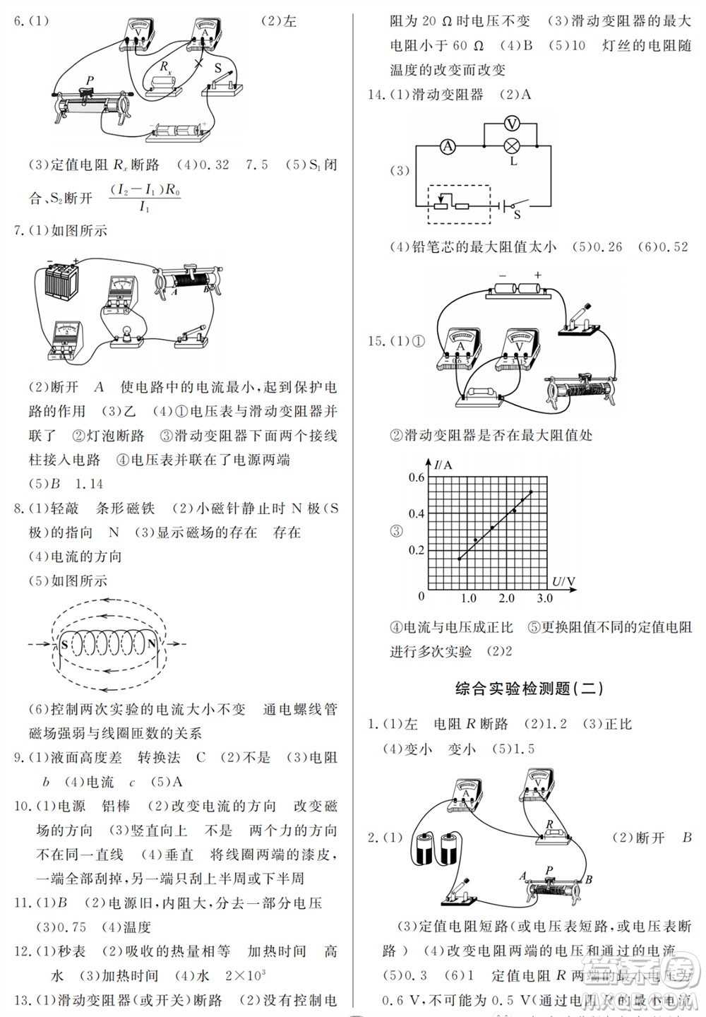 山東人民出版社2023年秋同步練習(xí)冊分層檢測卷九年級物理全冊人教版參考答案