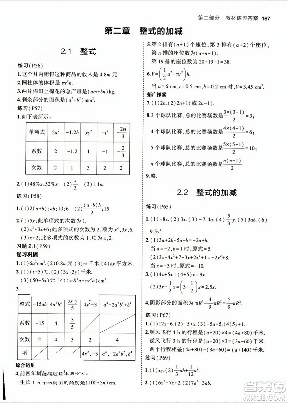 人民教育出版社2023年秋課本教材七年級(jí)數(shù)學(xué)上冊(cè)人教版答案