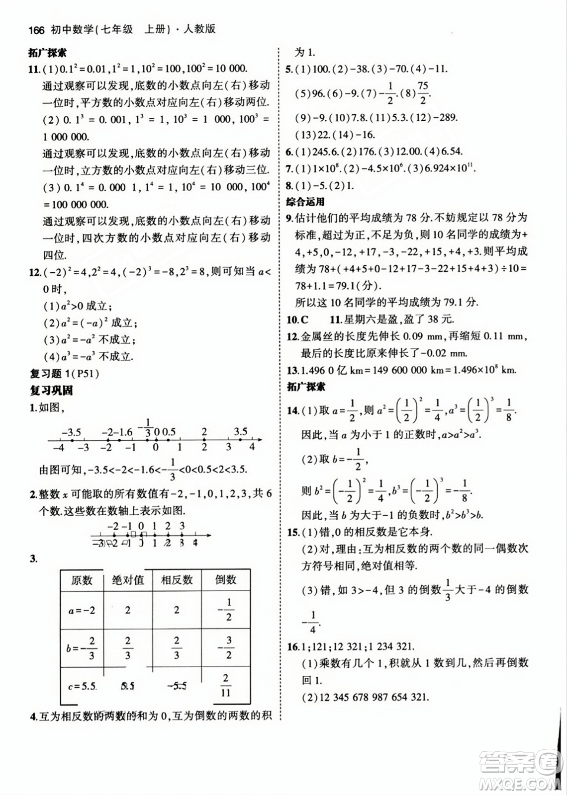 人民教育出版社2023年秋課本教材七年級(jí)數(shù)學(xué)上冊(cè)人教版答案