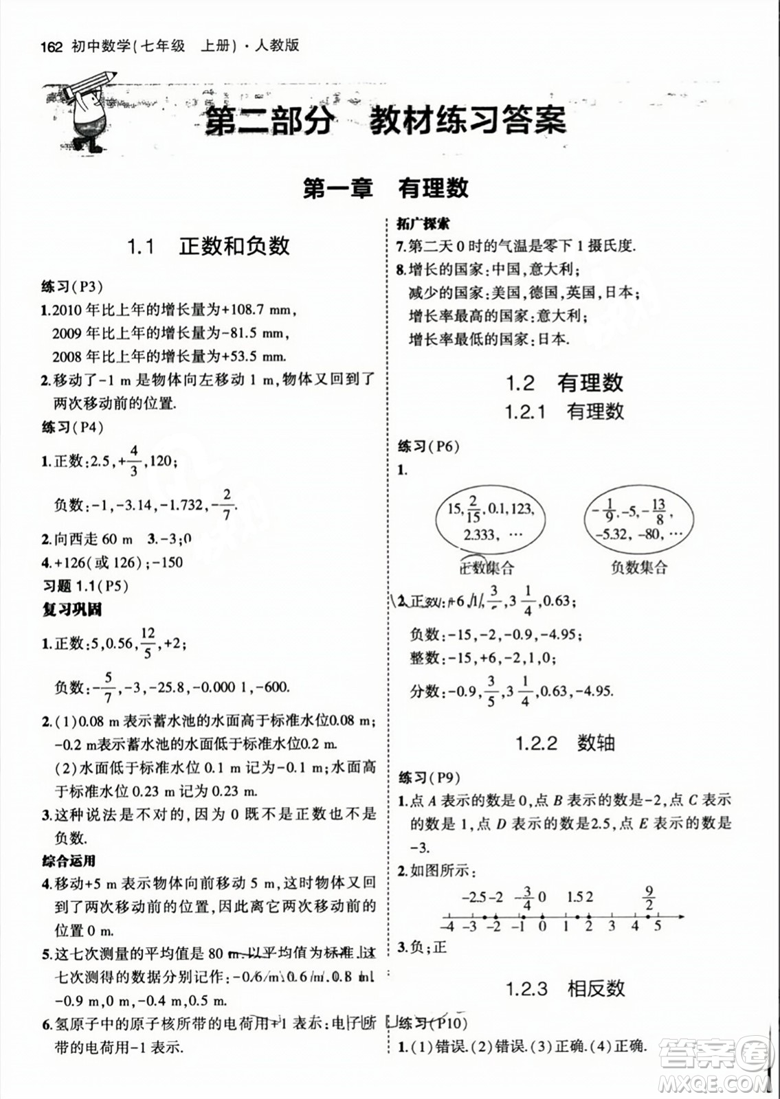 人民教育出版社2023年秋課本教材七年級(jí)數(shù)學(xué)上冊(cè)人教版答案