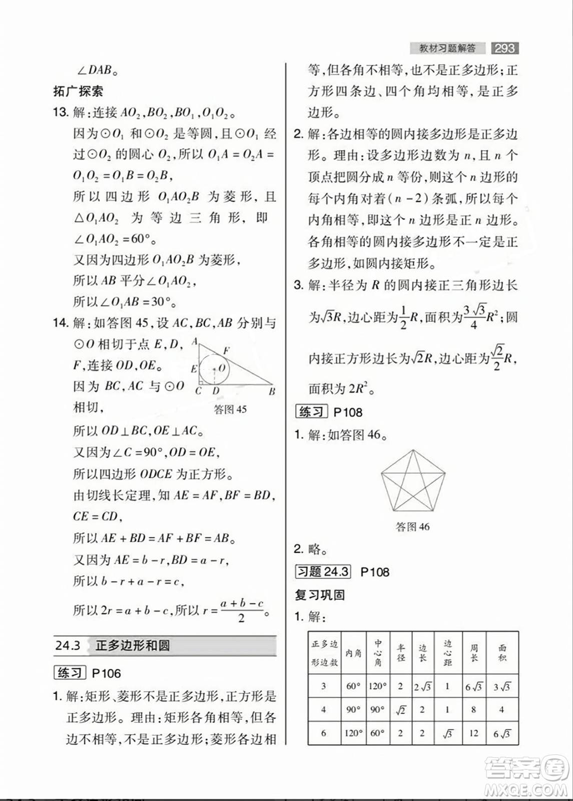 人民教育出版社2023年秋課本教材九年級(jí)數(shù)學(xué)上冊(cè)人教版答案