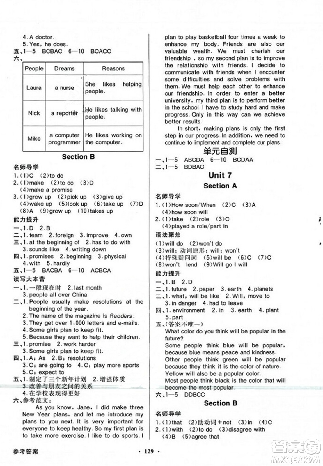 人民教育出版社2023年秋同步導(dǎo)學(xué)與優(yōu)化訓(xùn)練八年級英語上冊人教版答案
