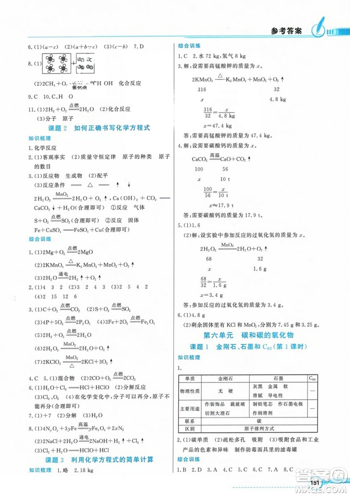 人民教育出版社2023年秋同步導學與優(yōu)化訓練九年級化學上冊人教版答案