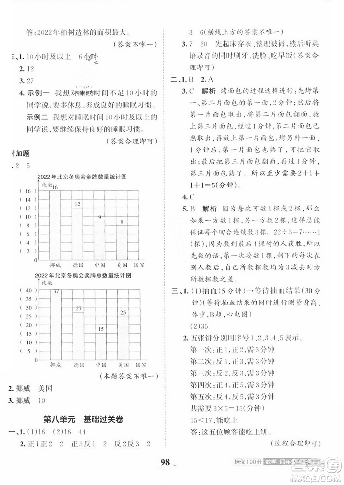 江西人民出版社2023年秋王朝霞培優(yōu)100分四年級數(shù)學上冊人教版答案