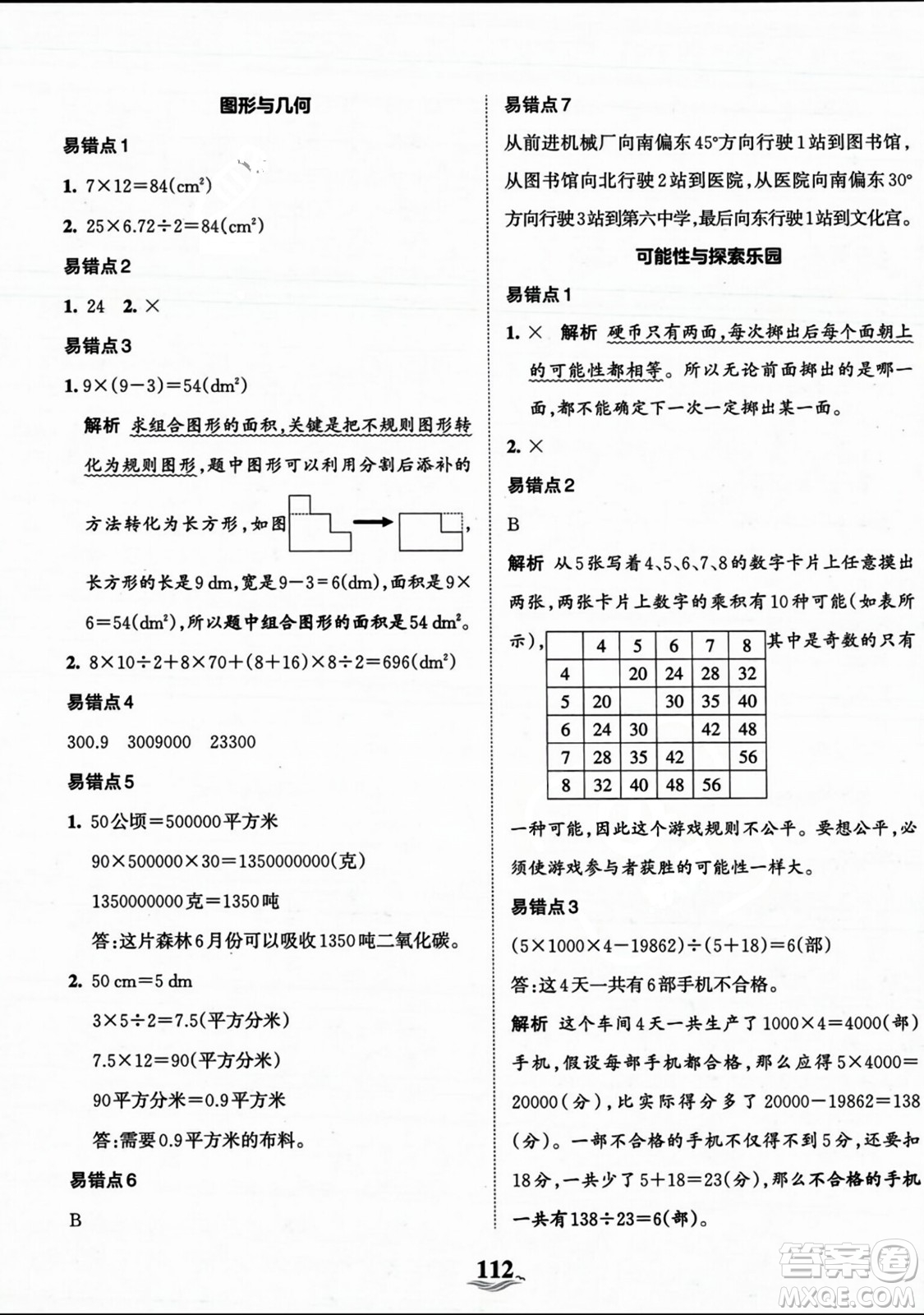 江西人民出版社2023年秋王朝霞培優(yōu)100分五年級數(shù)學上冊冀教版答案