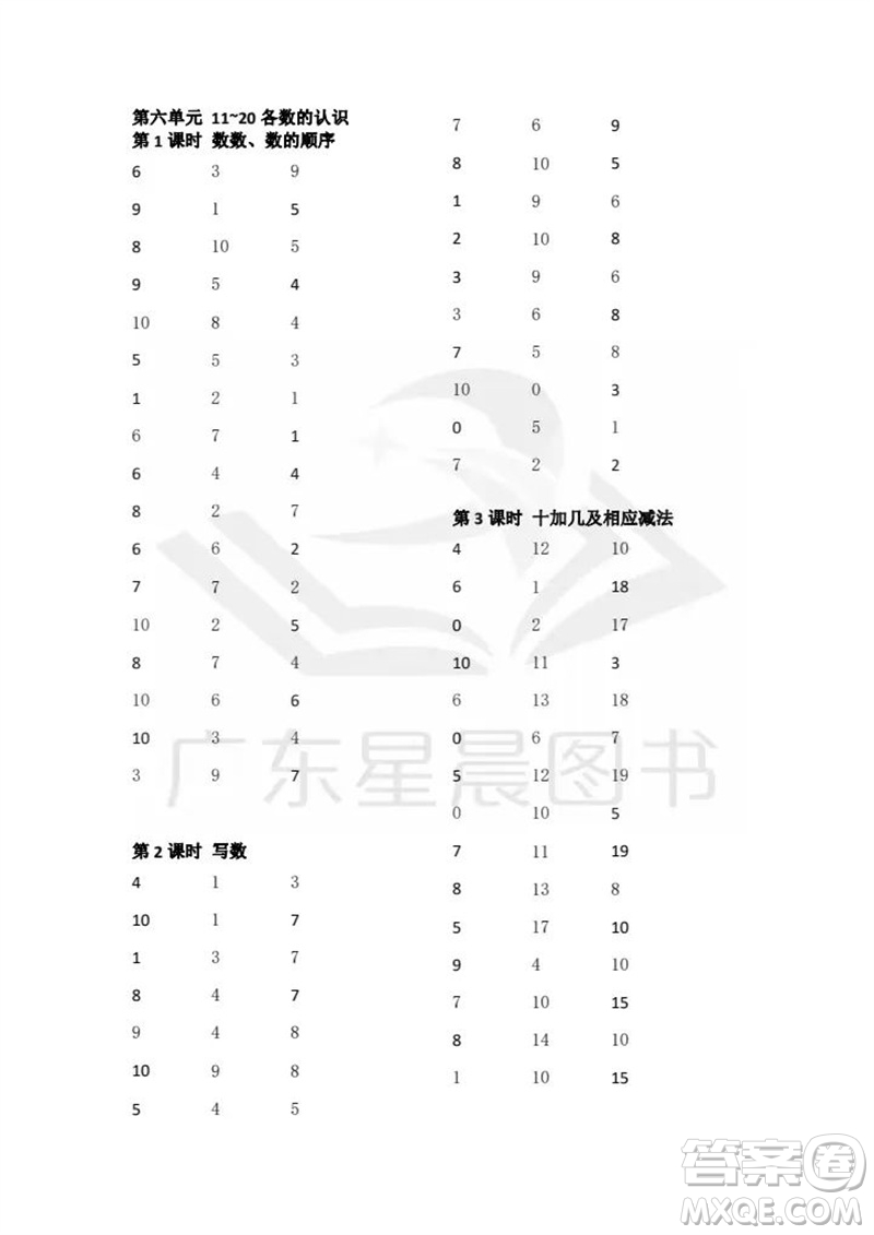 吉林出版集團(tuán)股份有限公司2023年秋小學(xué)數(shù)學(xué)口算速算心算一年級上冊人教版參考答案