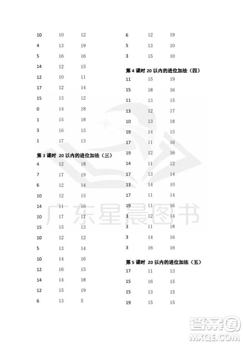 吉林出版集團(tuán)股份有限公司2023年秋小學(xué)數(shù)學(xué)口算速算心算一年級上冊人教版參考答案