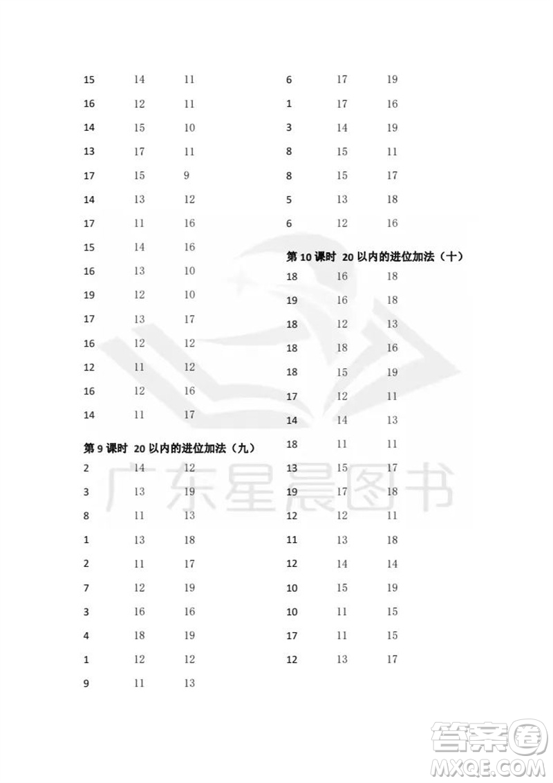 吉林出版集團(tuán)股份有限公司2023年秋小學(xué)數(shù)學(xué)口算速算心算一年級上冊人教版參考答案
