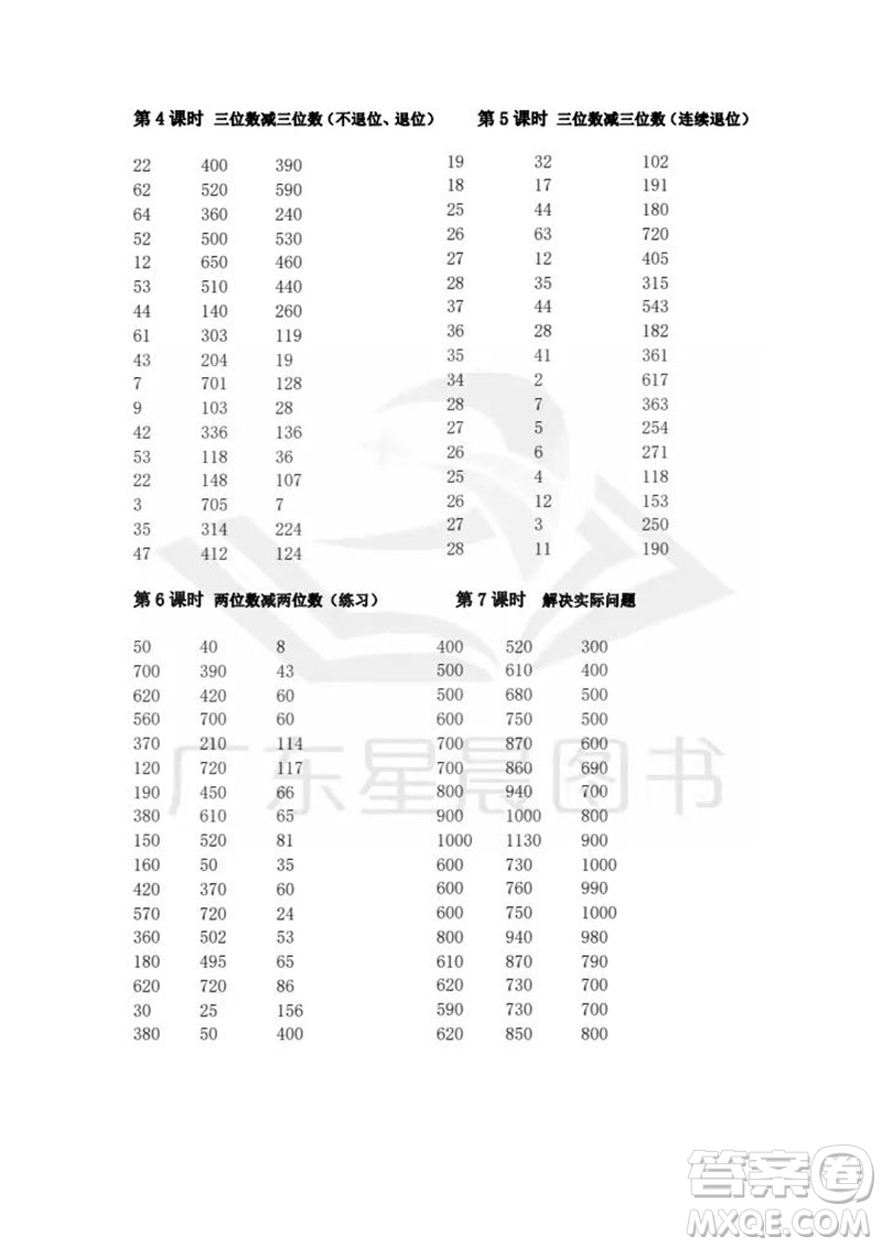 吉林出版集團(tuán)股份有限公司2023年秋小學(xué)數(shù)學(xué)口算速算心算三年級(jí)上冊人教版參考答案