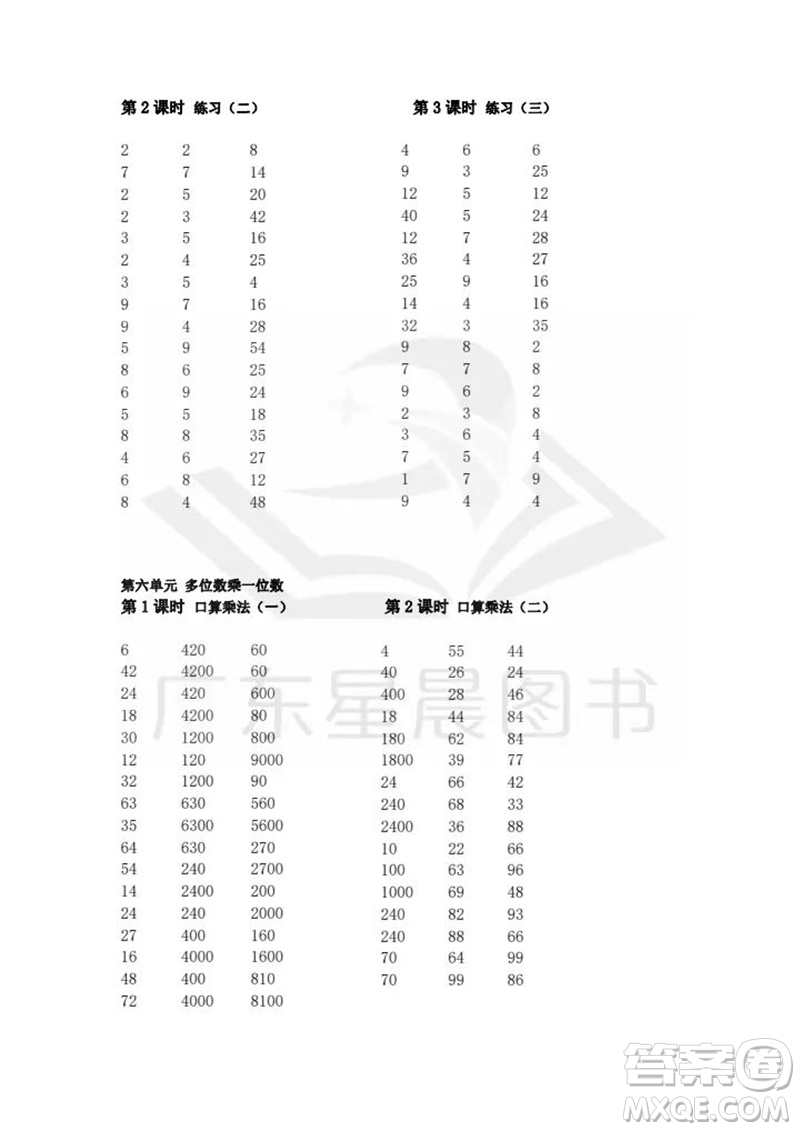 吉林出版集團(tuán)股份有限公司2023年秋小學(xué)數(shù)學(xué)口算速算心算三年級(jí)上冊人教版參考答案