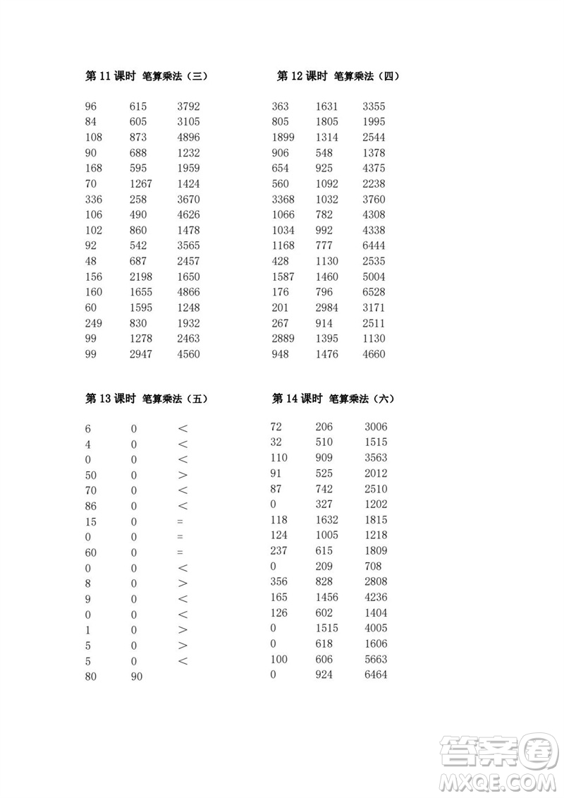 吉林出版集團(tuán)股份有限公司2023年秋小學(xué)數(shù)學(xué)口算速算心算三年級(jí)上冊人教版參考答案