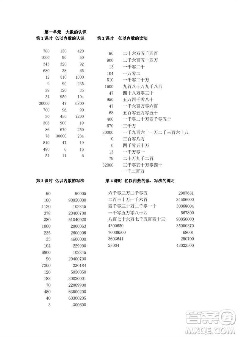 吉林出版集團(tuán)股份有限公司2023年秋小學(xué)數(shù)學(xué)口算速算心算四年級上冊人教版參考答案