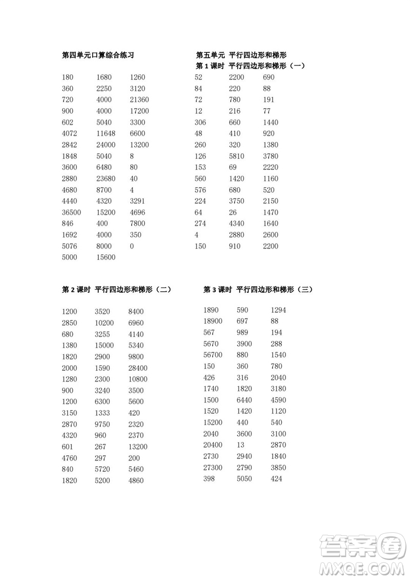 吉林出版集團(tuán)股份有限公司2023年秋小學(xué)數(shù)學(xué)口算速算心算四年級上冊人教版參考答案