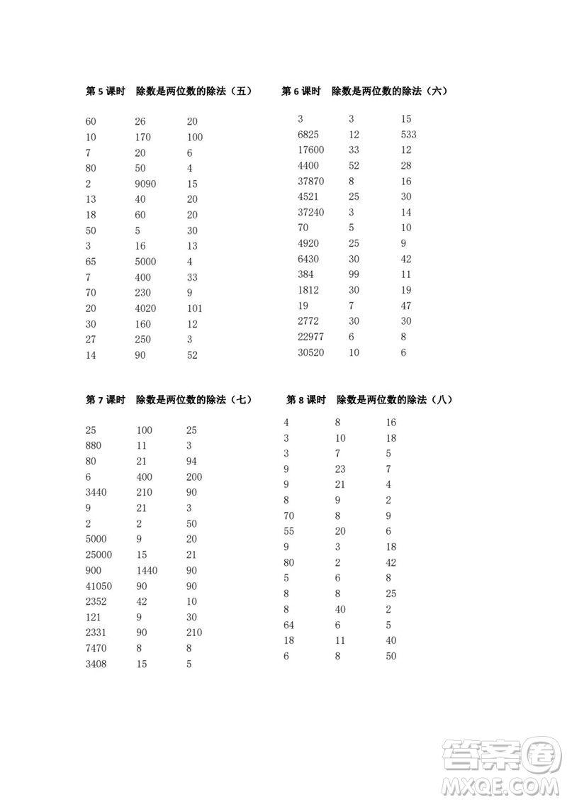 吉林出版集團(tuán)股份有限公司2023年秋小學(xué)數(shù)學(xué)口算速算心算四年級上冊人教版參考答案