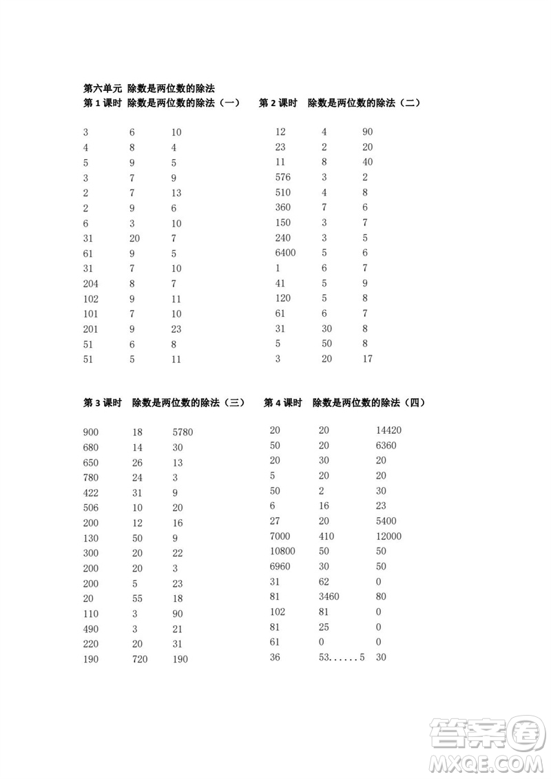 吉林出版集團(tuán)股份有限公司2023年秋小學(xué)數(shù)學(xué)口算速算心算四年級上冊人教版參考答案