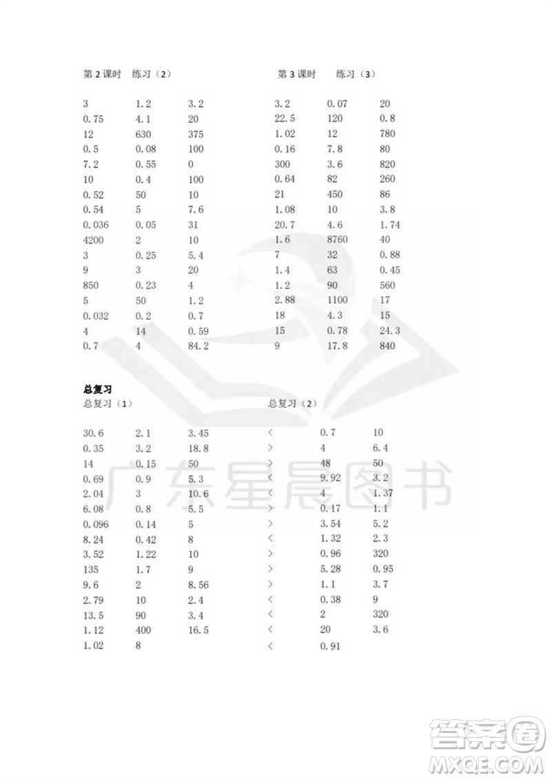 吉林出版集團股份有限公司2023年秋小學數學口算速算心算五年級上冊人教版參考答案