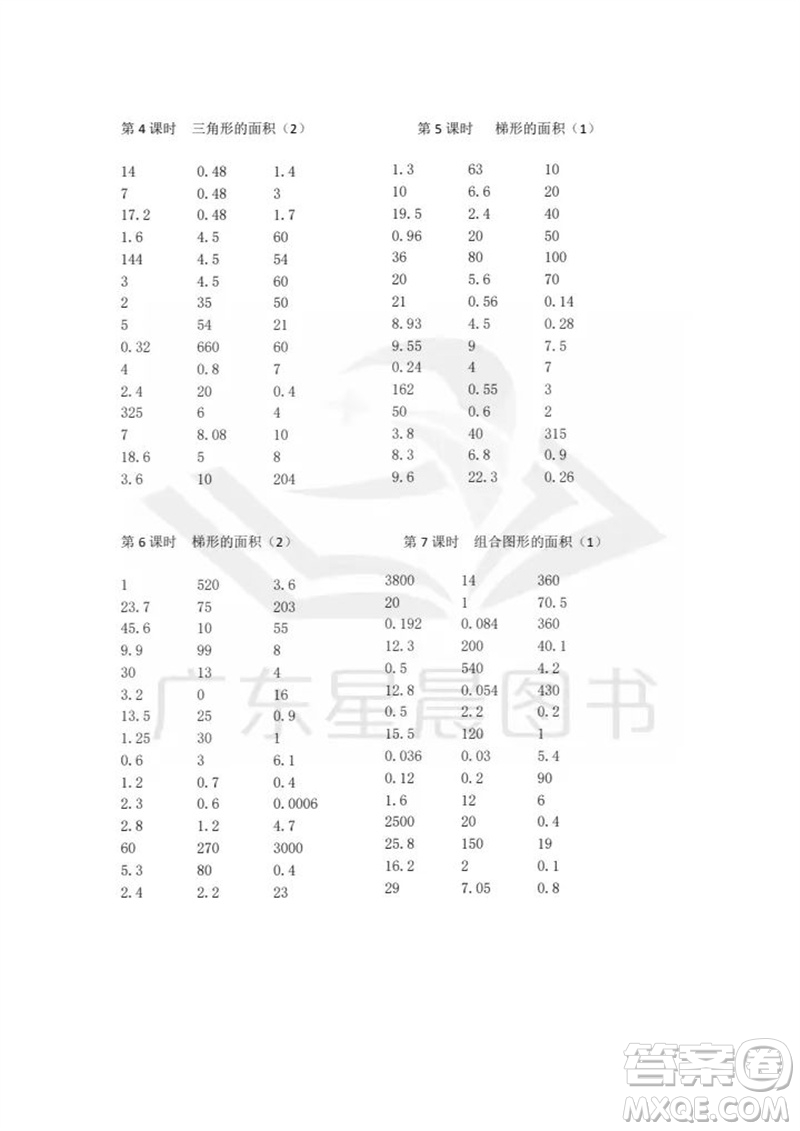 吉林出版集團股份有限公司2023年秋小學數學口算速算心算五年級上冊人教版參考答案
