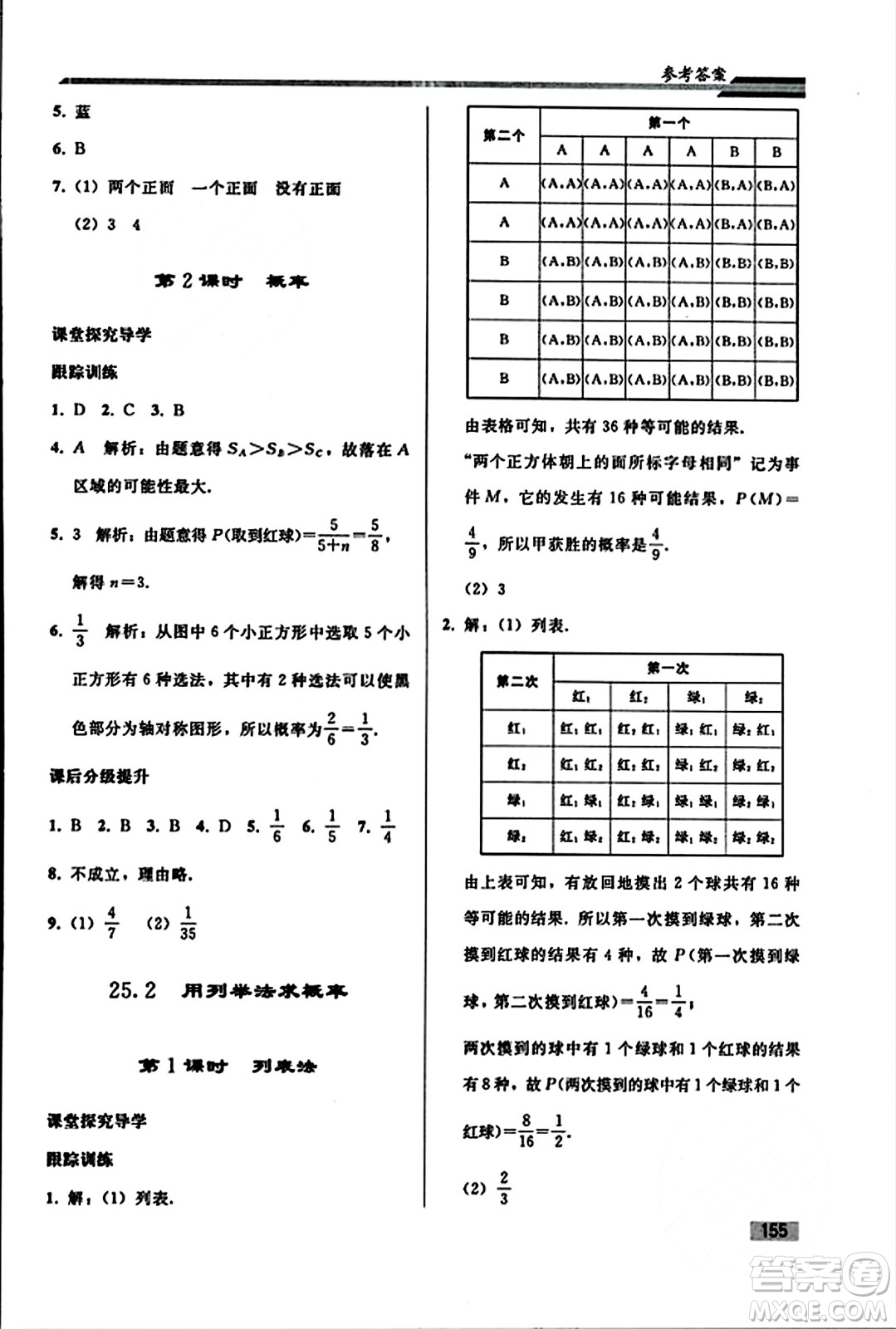 人民教育出版社2023年秋初中同步練習(xí)冊(cè)九年級(jí)數(shù)學(xué)上冊(cè)人教版答案