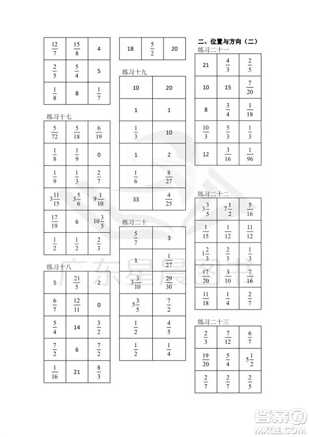 廣東人民出版社2023年秋核心素養(yǎng)數(shù)學(xué)口算每天一練六年級(jí)上冊(cè)人教版參考答案