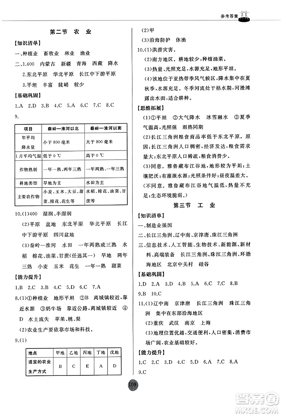 山東友誼出版社2023年秋初中同步練習(xí)冊八年級地理上冊人教版山東專版答案