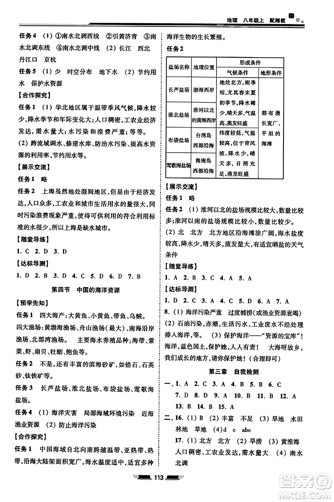 湖南少年兒童出版社2023年秋初中同步練習(xí)冊(cè)八年級(jí)地理上冊(cè)湘教版答案