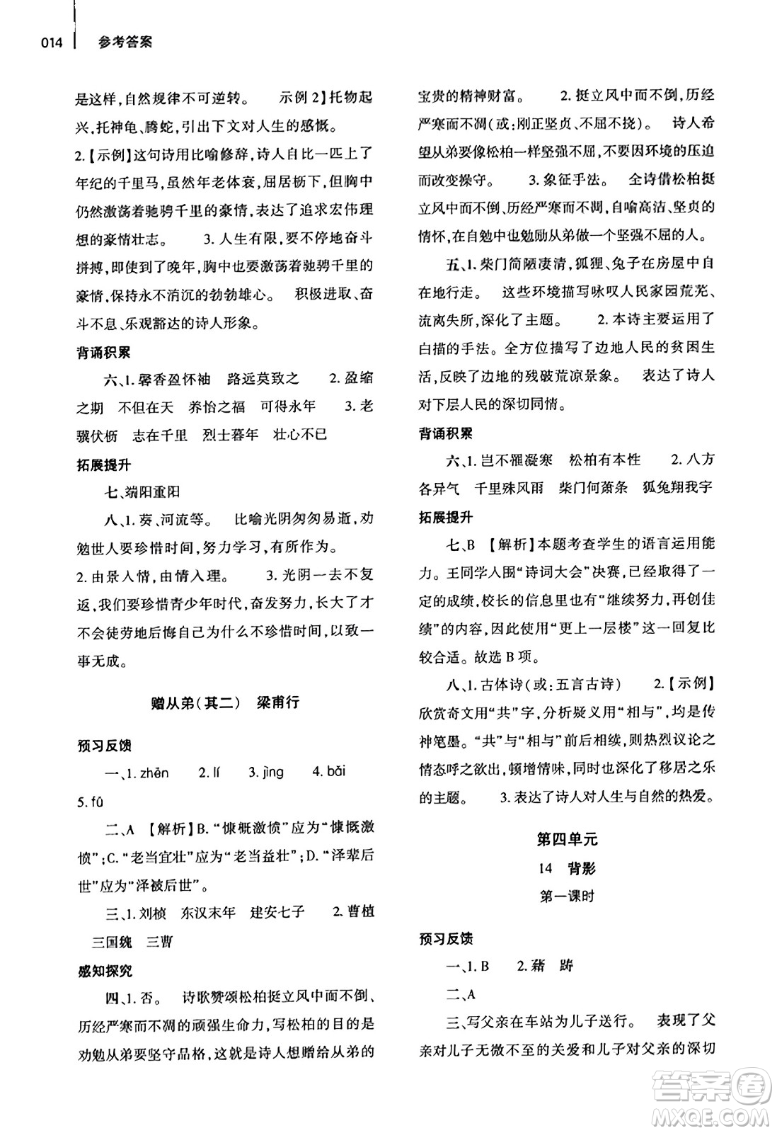 大象出版社2023年秋基礎(chǔ)訓(xùn)練八年級(jí)語(yǔ)文上冊(cè)人教版答案