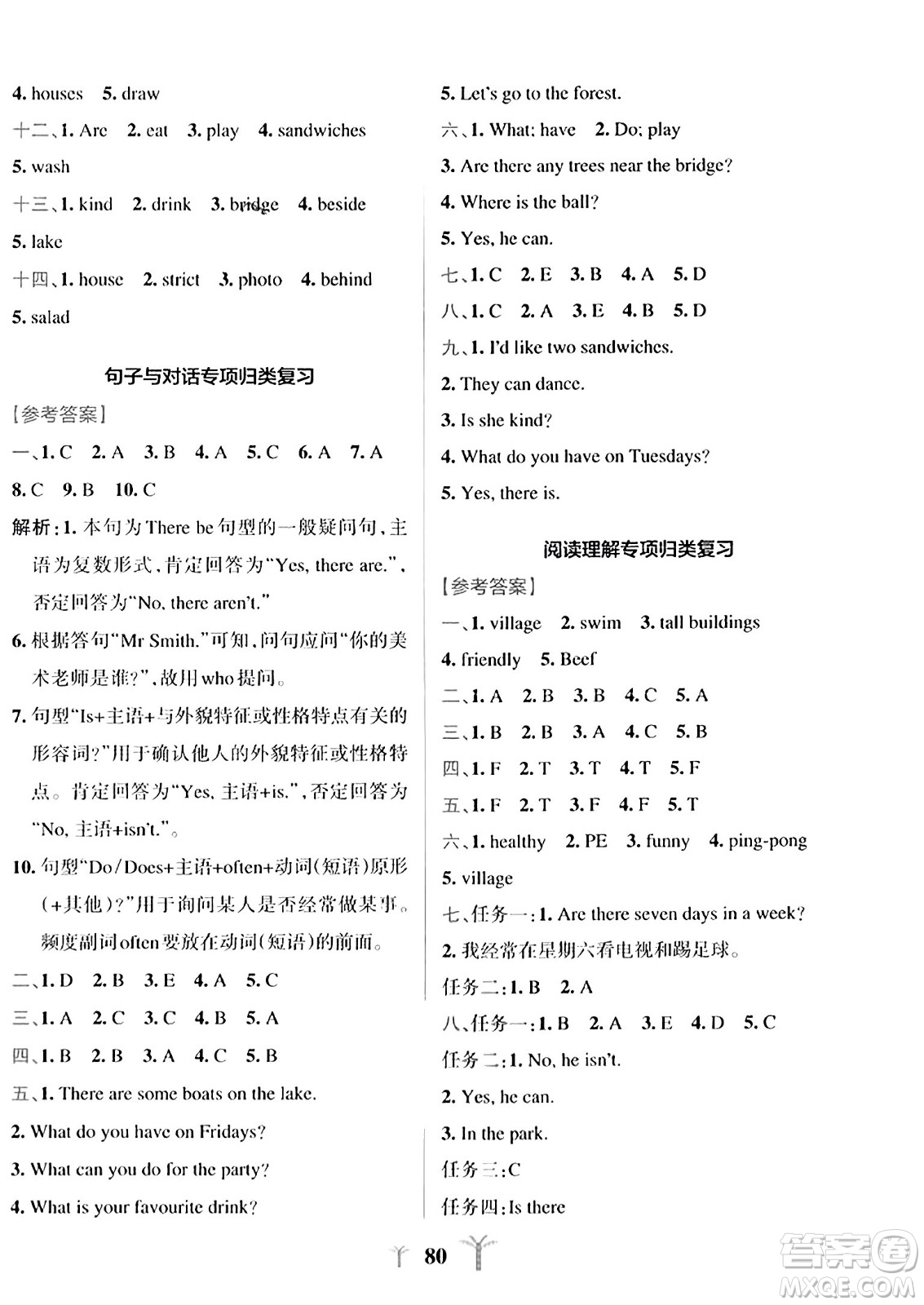 陜西師范大學(xué)出版總社2023年秋PASS小學(xué)學(xué)霸沖A卷五年級英語上冊人教版答案