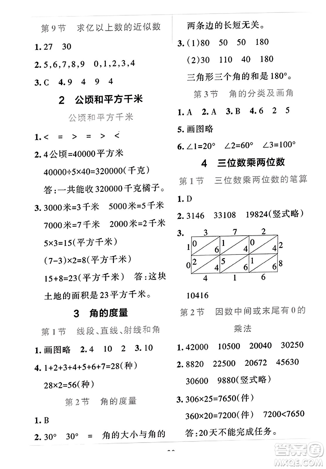 陜西師范大學(xué)出版總社2023年秋PASS小學(xué)學(xué)霸沖A卷四年級數(shù)學(xué)上冊人教版答案