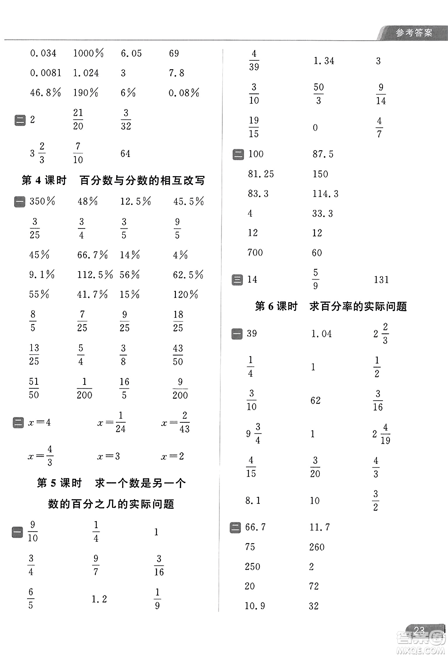 北京教育出版社2023年秋亮點(diǎn)給力計(jì)算天天練六年級(jí)數(shù)學(xué)上冊(cè)江蘇版答案