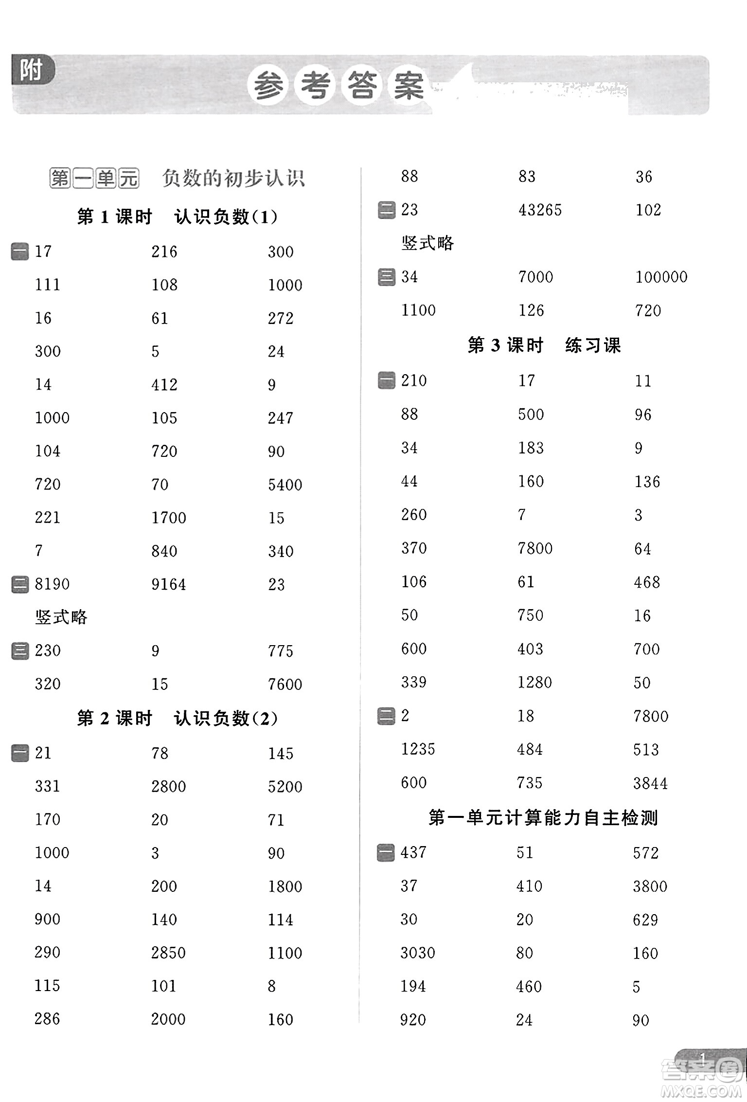 北京教育出版社2023年秋亮點(diǎn)給力計(jì)算天天練五年級(jí)數(shù)學(xué)上冊(cè)江蘇版答案