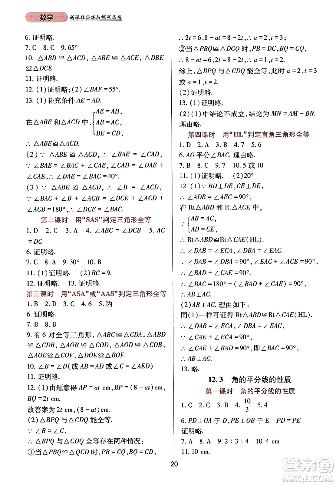 四川教育出版社2023年秋新課程實(shí)踐與探究叢書(shū)八年級(jí)數(shù)學(xué)上冊(cè)人教版答案