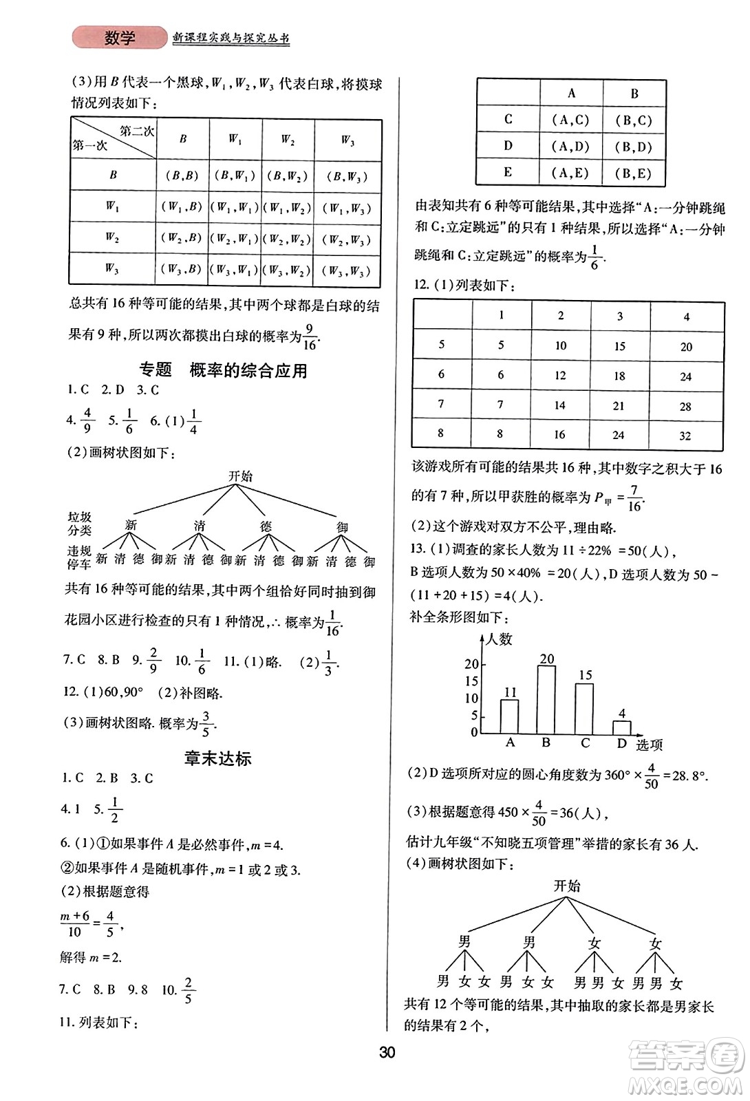 四川教育出版社2023年秋新課程實(shí)踐與探究叢書九年級數(shù)學(xué)上冊人教版答案