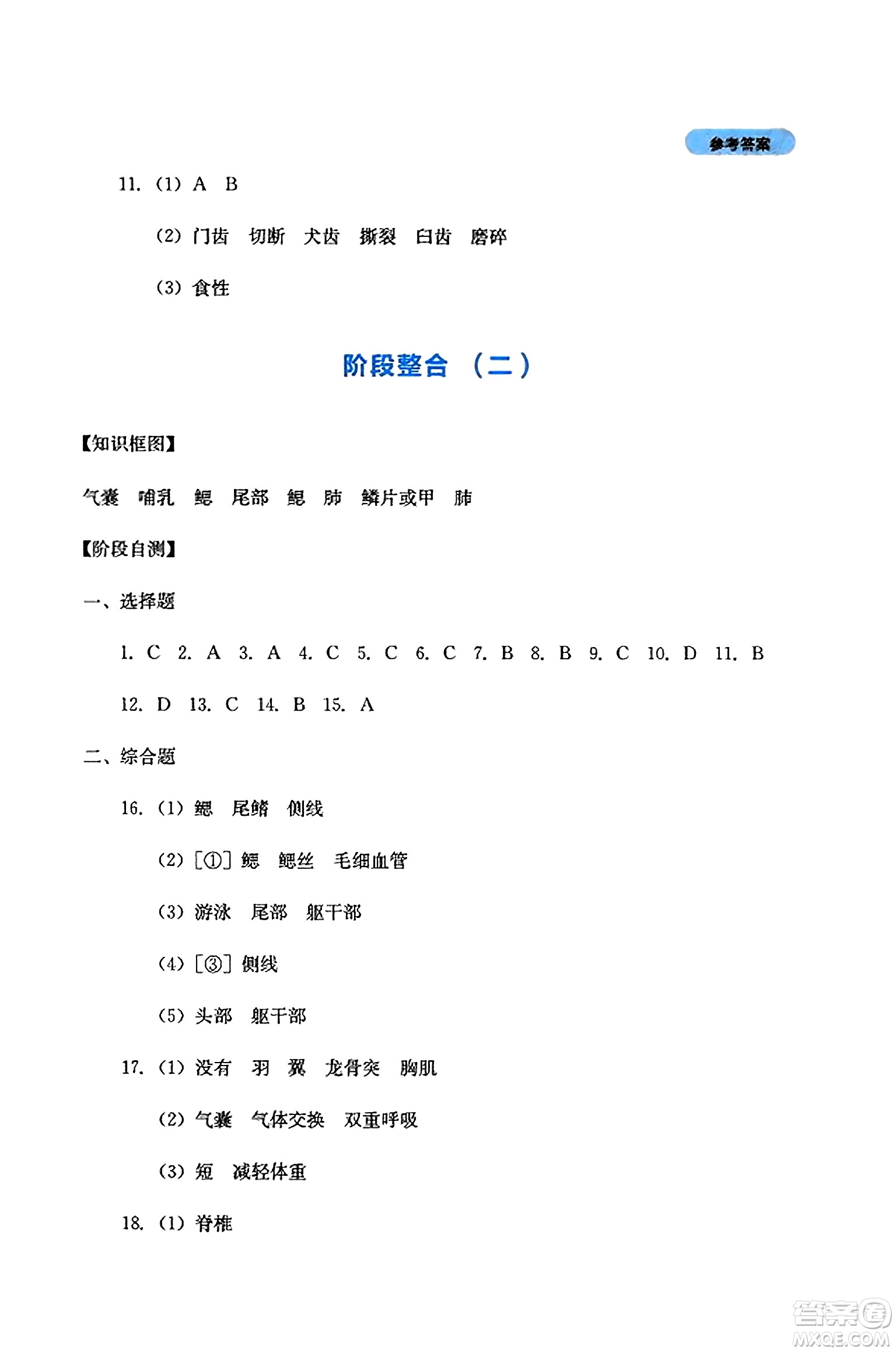 四川教育出版社2023年秋新課程實踐與探究叢書八年級生物上冊人教版答案