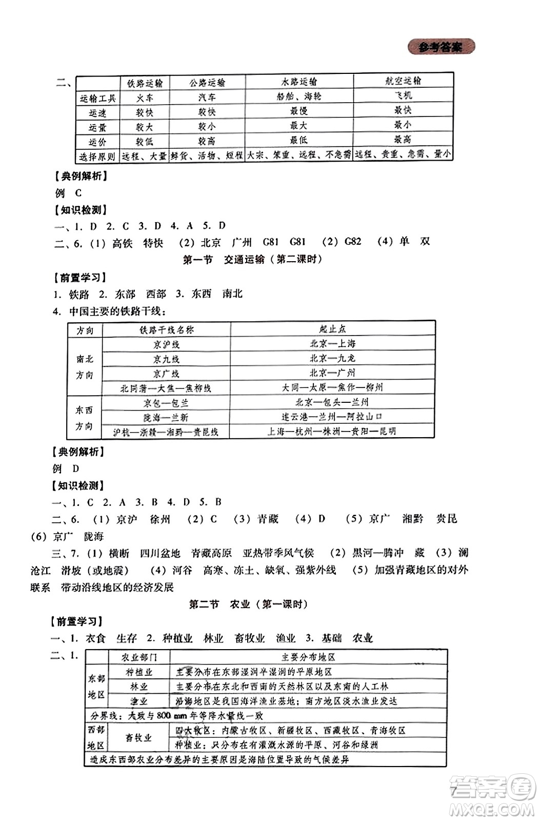 四川教育出版社2023年秋新課程實(shí)踐與探究叢書八年級地理上冊人教版答案