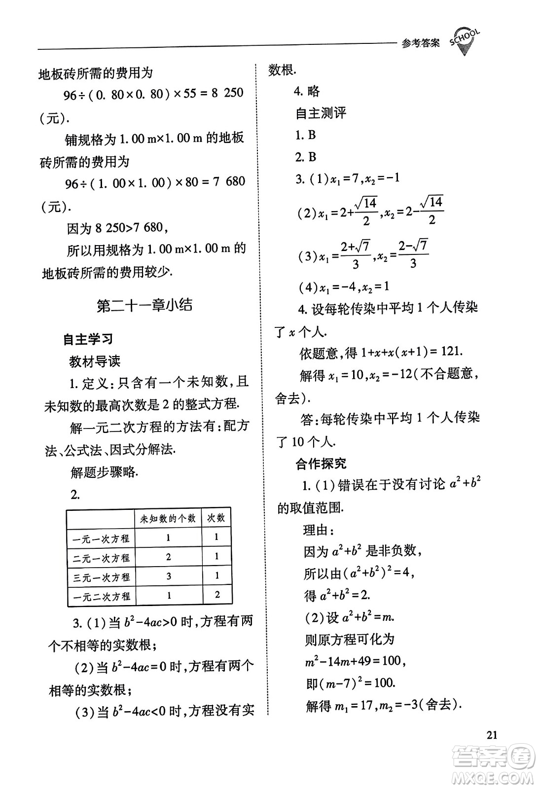 山西教育出版社2023年秋新課程問(wèn)題解決導(dǎo)學(xué)方案九年級(jí)數(shù)學(xué)上冊(cè)人教版答案