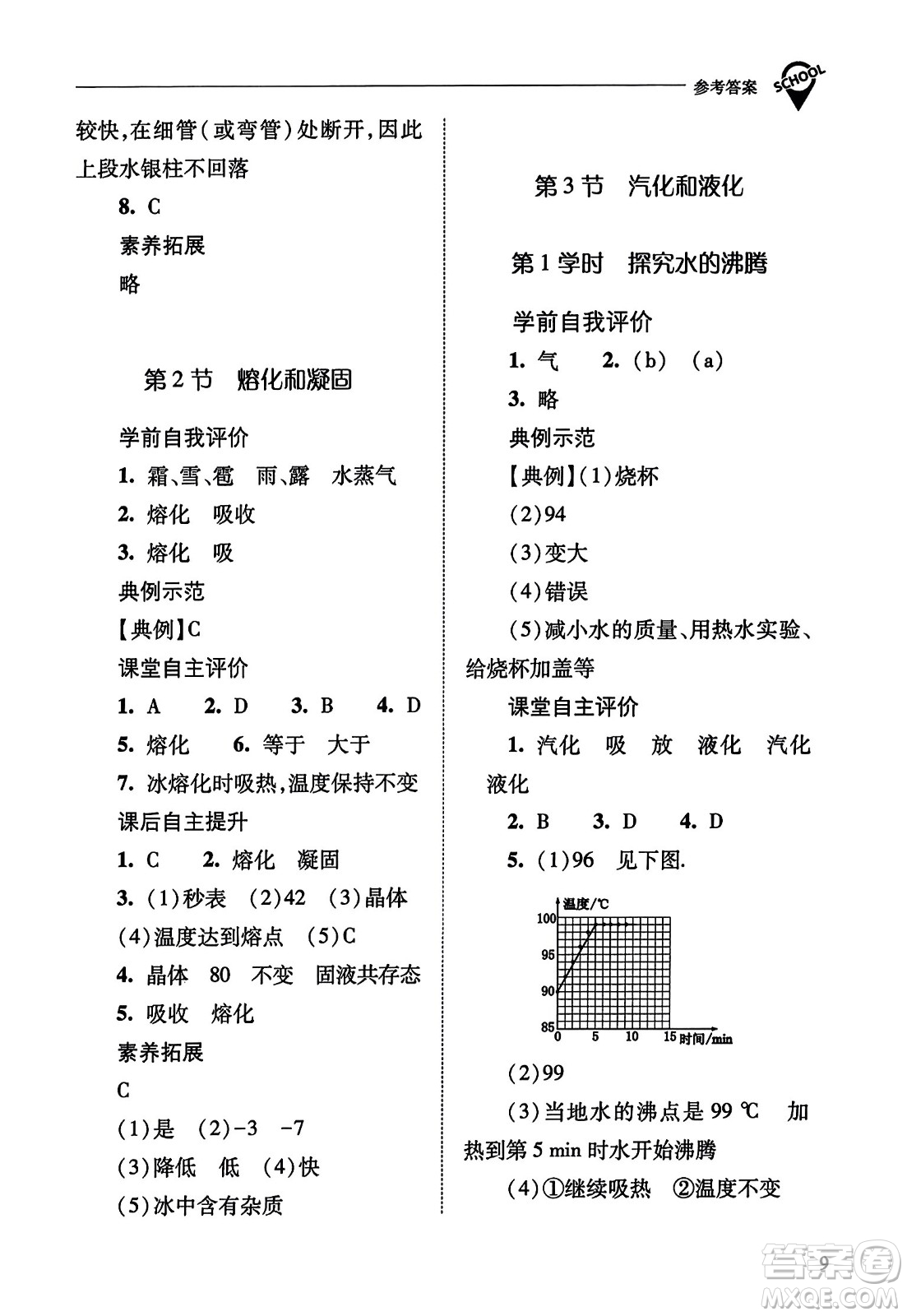 山西教育出版社2023年秋新課程問(wèn)題解決導(dǎo)學(xué)方案八年級(jí)物理上冊(cè)人教版答案