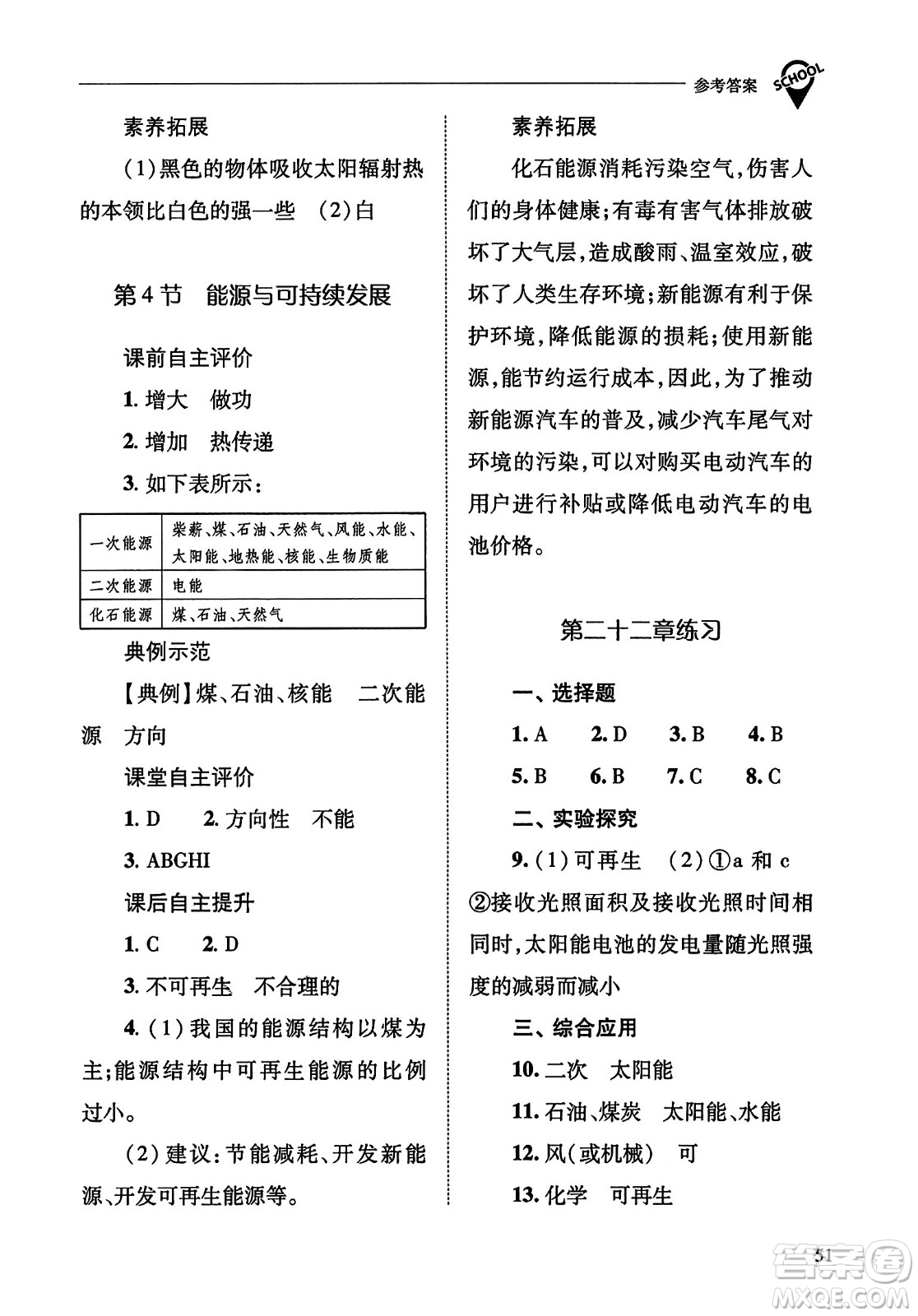 山西教育出版社2023年秋新課程問題解決導(dǎo)學(xué)方案九年級物理全一冊人教版答案