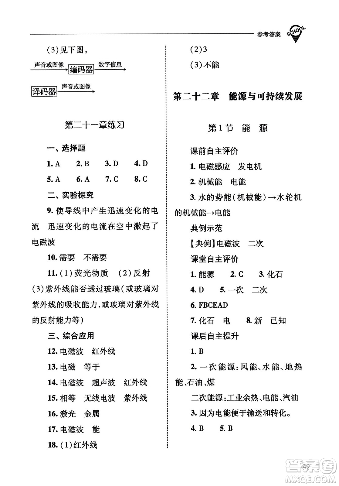 山西教育出版社2023年秋新課程問題解決導(dǎo)學(xué)方案九年級物理全一冊人教版答案