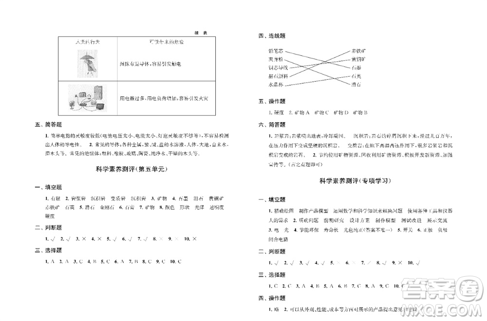 江蘇鳳凰教育出版社2023年秋小學(xué)科學(xué)實驗冊四年級上冊蘇教版雙色版參考答案