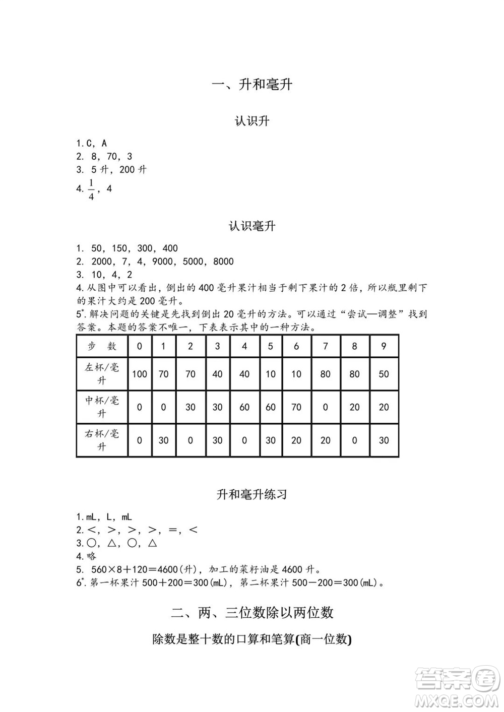 江蘇鳳凰教育出版社2023年秋練習與測試小學數(shù)學四年級上冊蘇教版提優(yōu)版參考答案