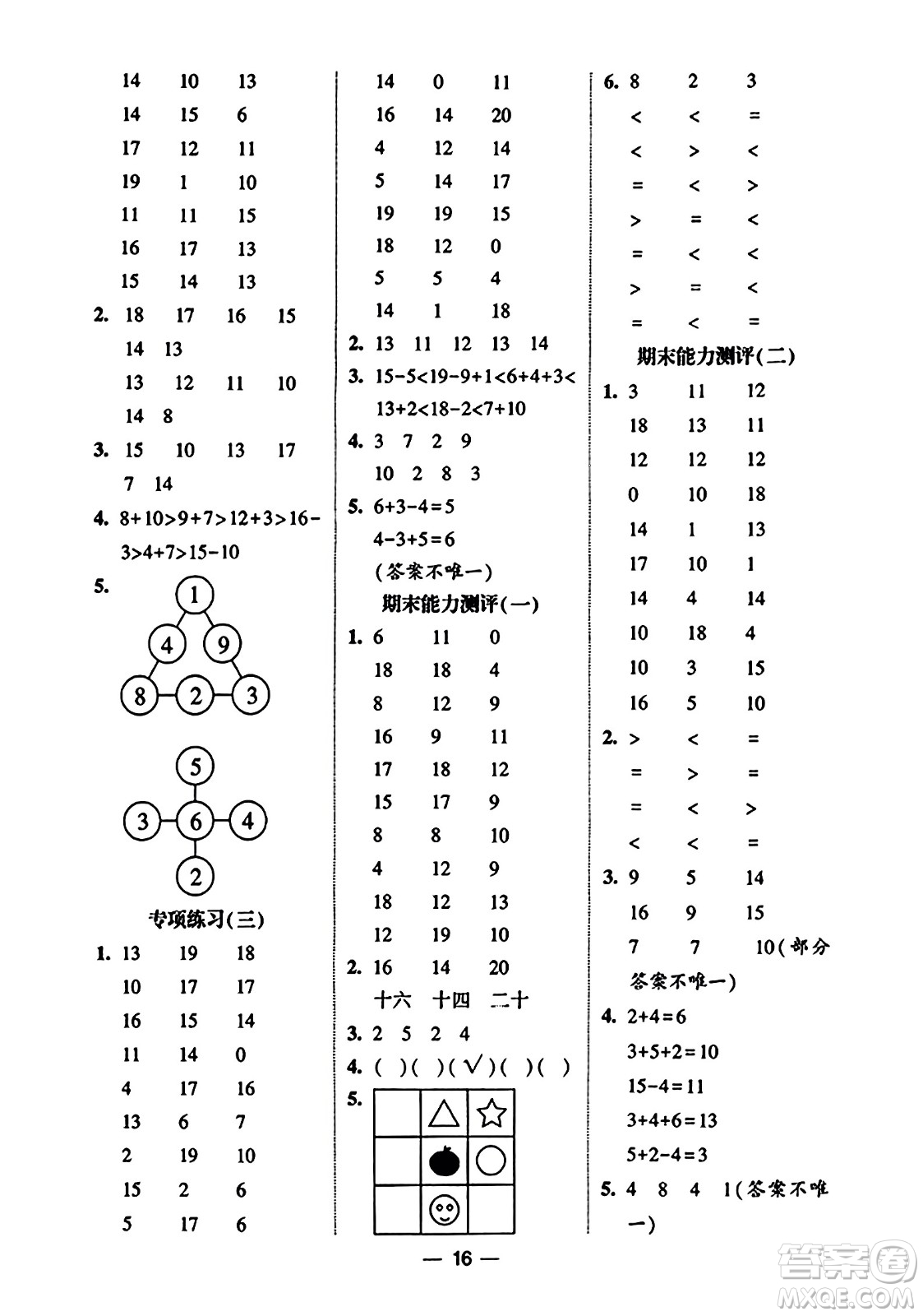 河海大學(xué)出版社2023年秋學(xué)霸計(jì)算達(dá)人一年級數(shù)學(xué)上冊北師大版答案