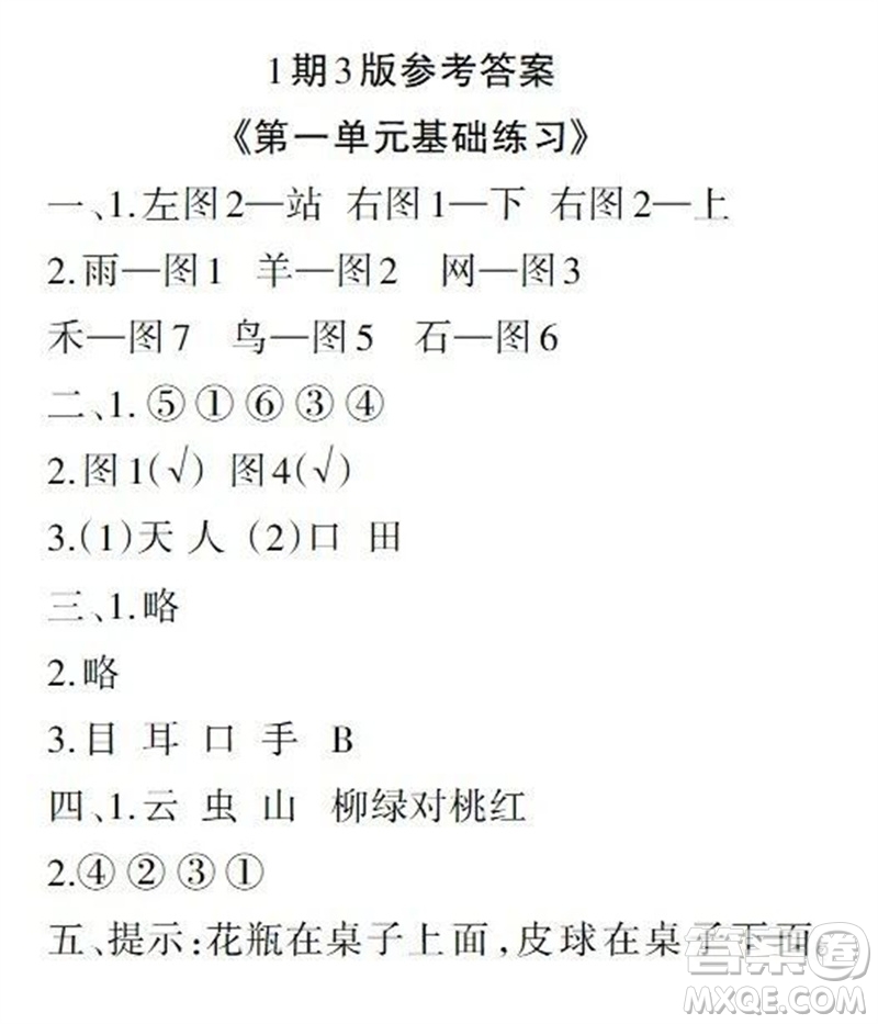 2023年秋學習報小學一年級語文上冊人教版1-8期參考答案