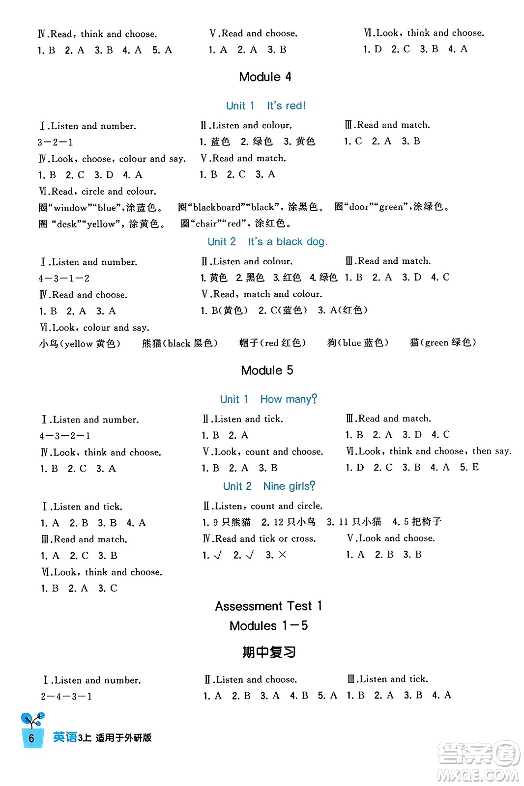 四川教育出版社2023年秋新課標小學生學習實踐園地三年級英語上冊外研版三起點答案