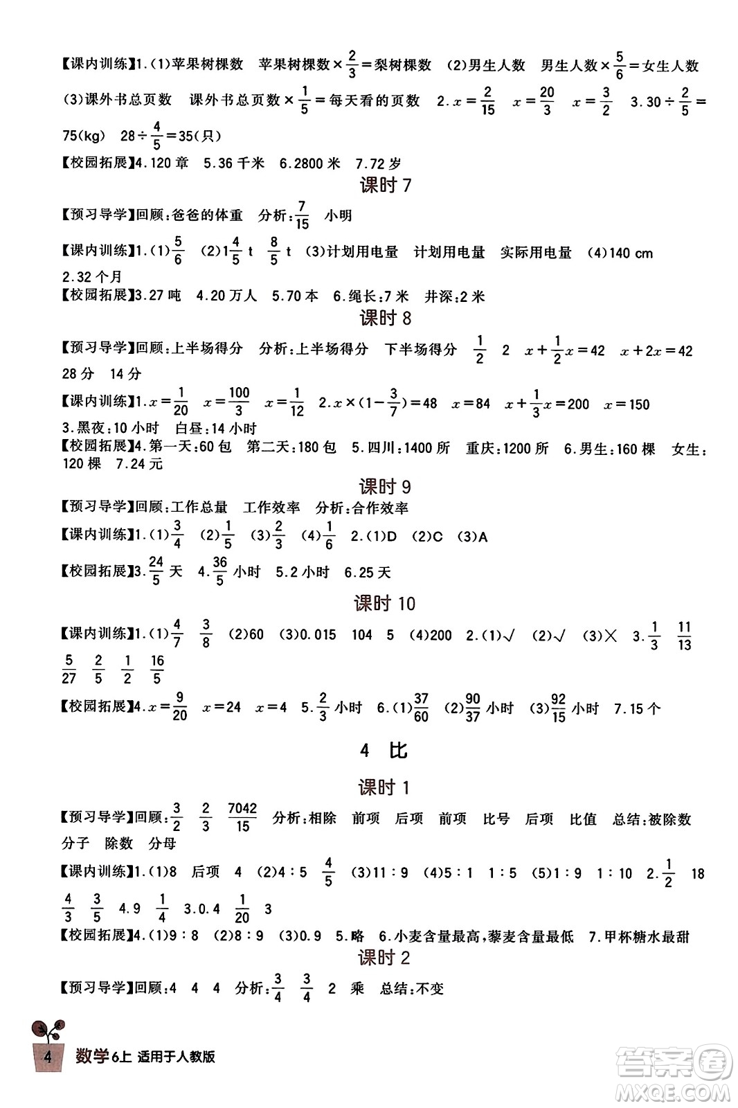 四川教育出版社2023年秋新課標(biāo)小學(xué)生學(xué)習(xí)實(shí)踐園地六年級(jí)數(shù)學(xué)上冊(cè)人教版答案