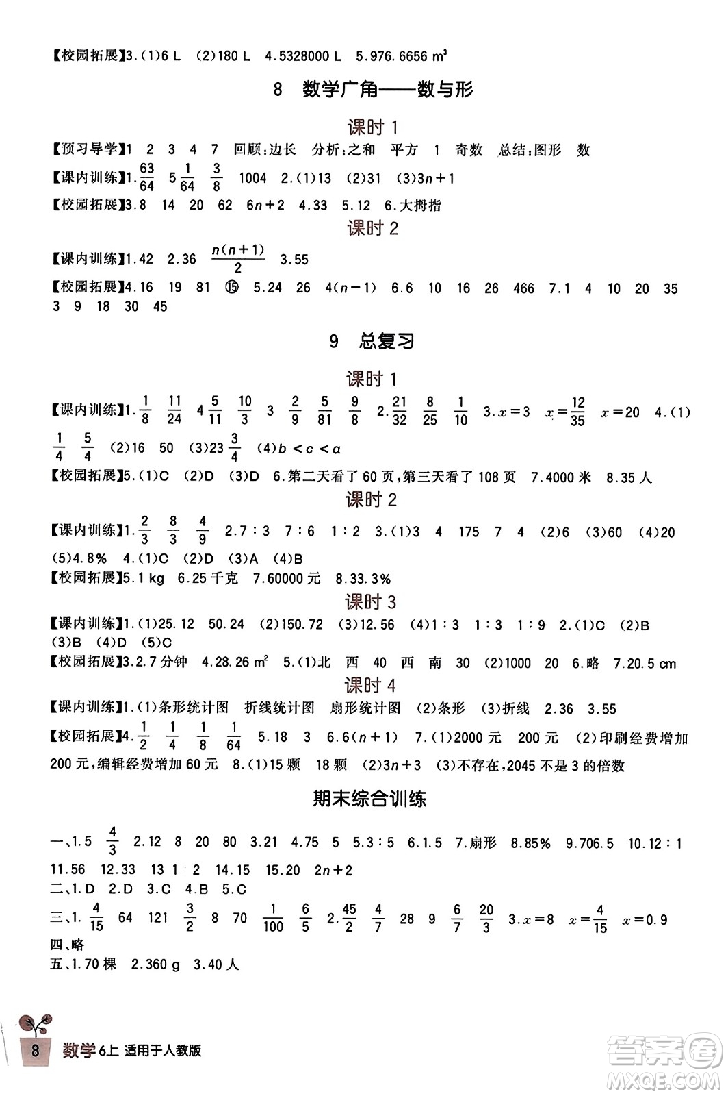四川教育出版社2023年秋新課標(biāo)小學(xué)生學(xué)習(xí)實(shí)踐園地六年級(jí)數(shù)學(xué)上冊(cè)人教版答案
