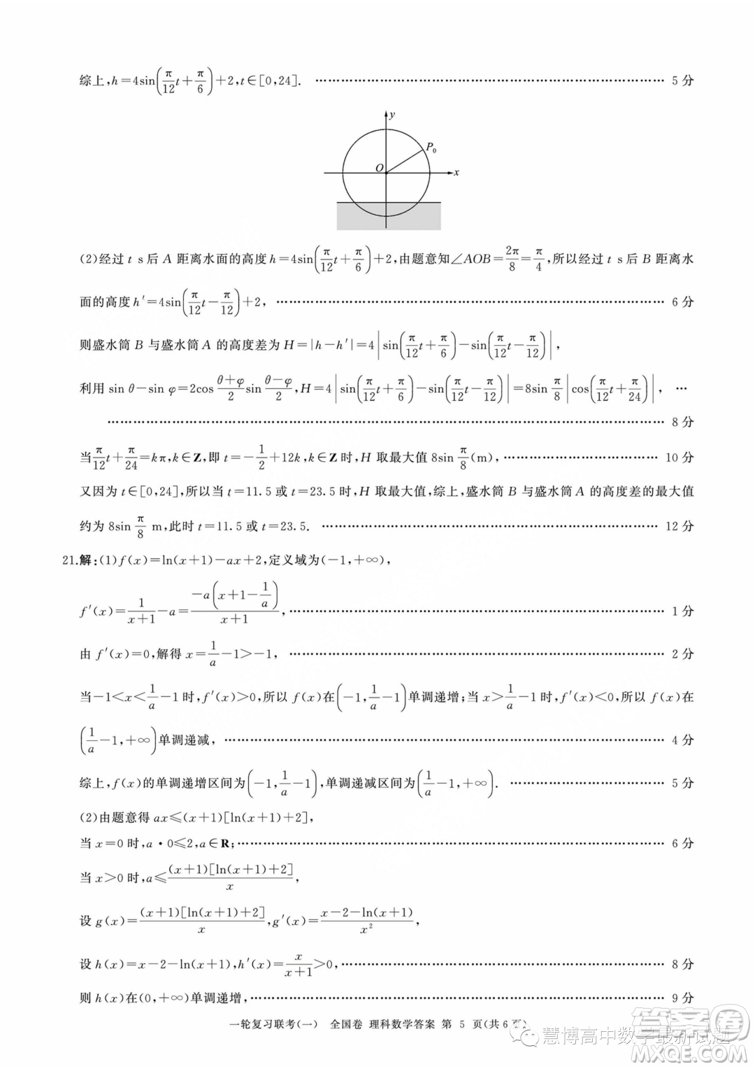 2024屆高三上學(xué)期一輪復(fù)習(xí)聯(lián)考一全國(guó)卷理科數(shù)學(xué)試題答案
