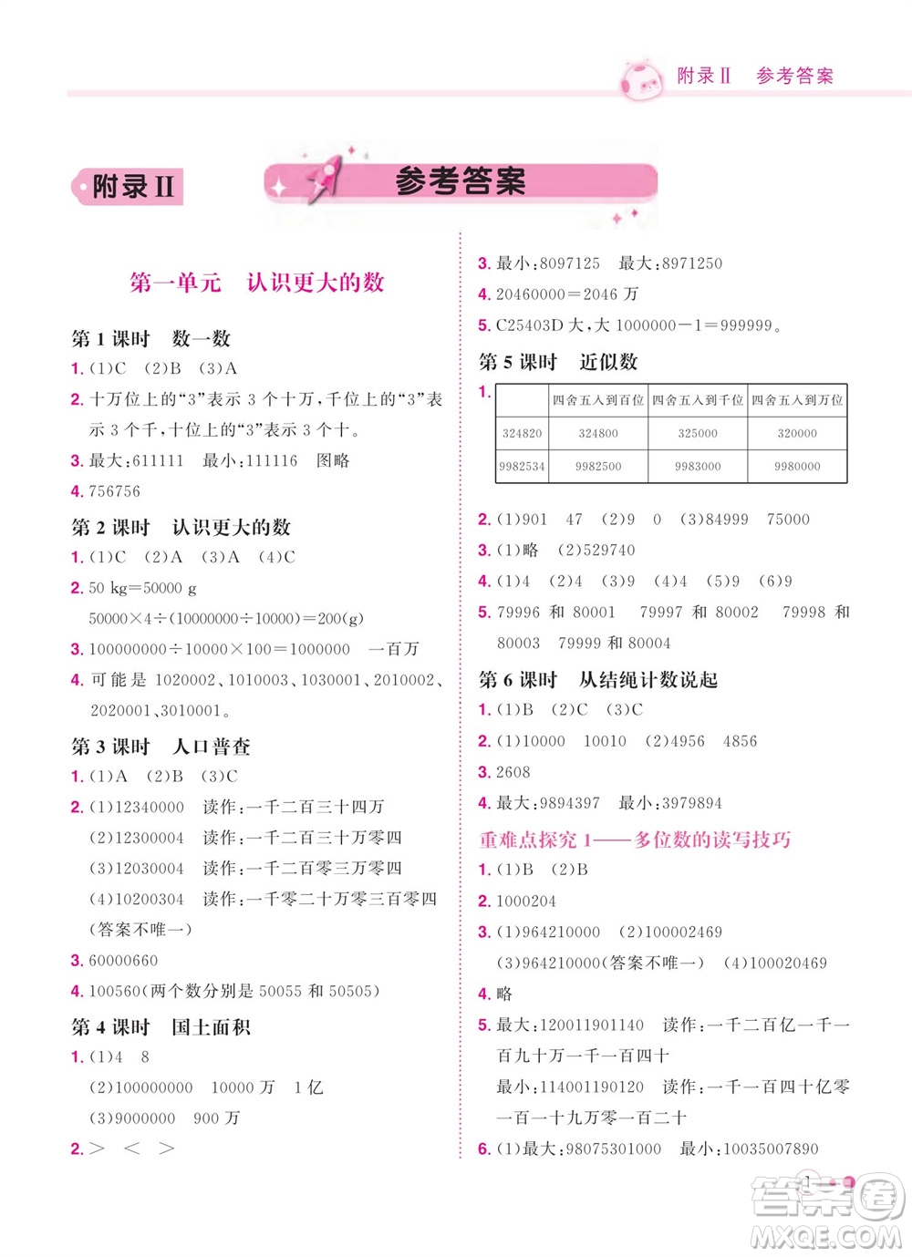 龍門(mén)書(shū)局2023年秋黃岡小狀元練重點(diǎn)培優(yōu)同步作業(yè)四年級(jí)數(shù)學(xué)上冊(cè)北師大版參考答案