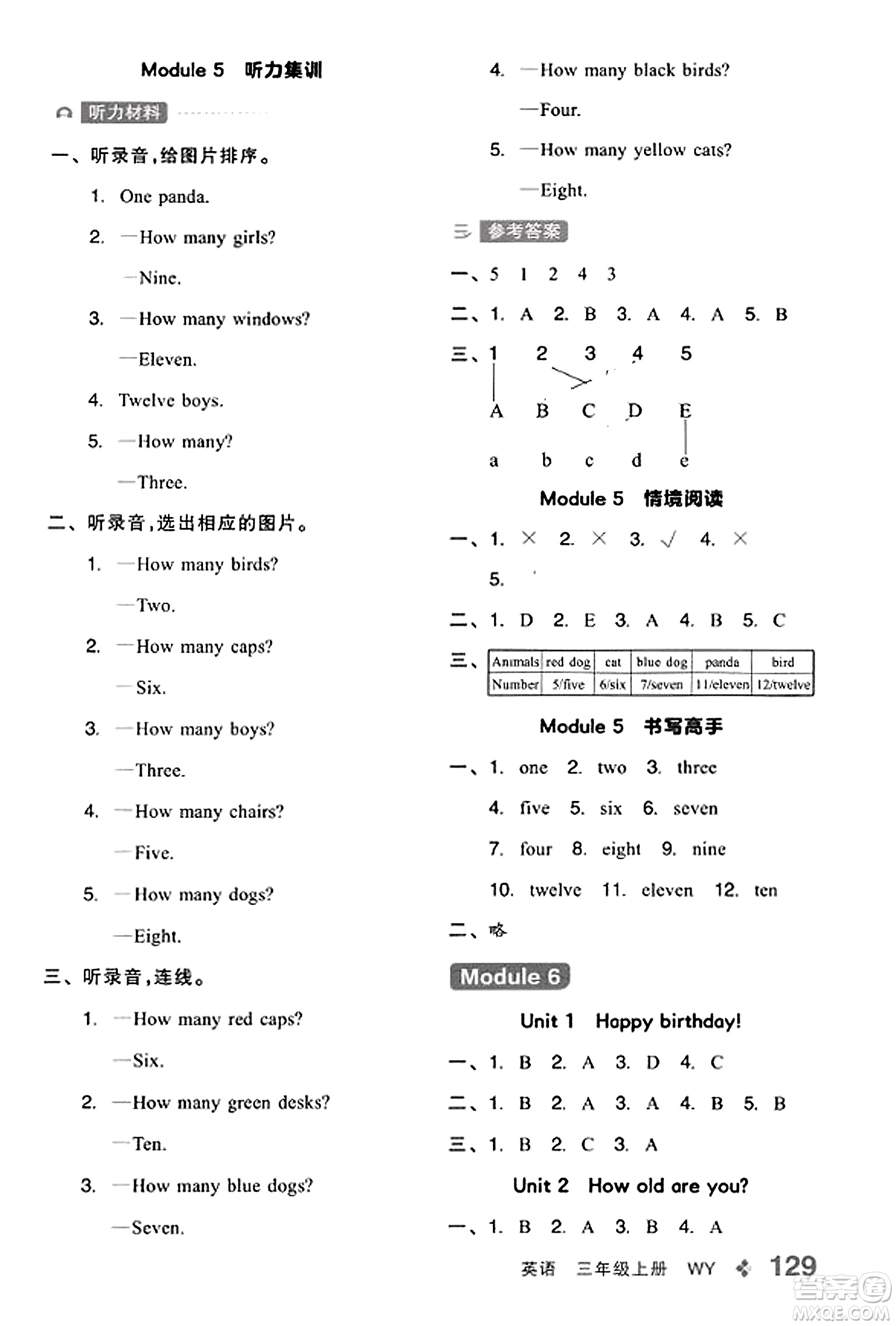 開明出版社2023年秋全品學(xué)練考三年級英語上冊外研版三起點答案
